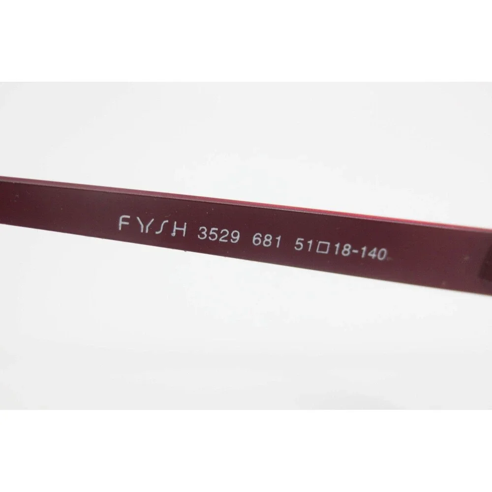 Fysh UK 3529 681 Burgundy Cat Eye Semi-Rimless Eyeglasses Frames 51-18-140